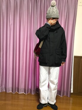 「ニットキャップ」｜「アイテム（マウンテンパーカー）」を使った、ike mieさん（レディース・158cm）の秋コーディネート