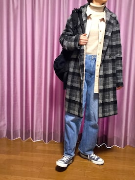 「ehka sopo（エヘカソポ）のアイテム（チェスターコート）」を使った、ike mieさん（レディース・158cm）の冬コーディネート