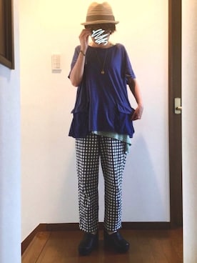 「grace hats（グレースハット）のアイテム」を使った、ike mieさん（レディース・158cm）の夏コーディネート