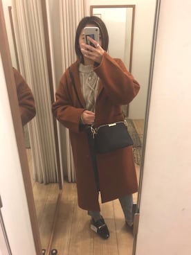 「テラコッタ」｜「アイテム（チェスターコート）」を使った、🅿︎さん（レディース・155cm）の秋コーディネート