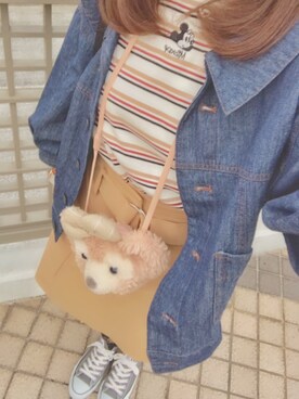 「w closet」｜「アイテム（デニムジャケット）」を使った、nnkさん（レディース・157cm）の秋コーディネート
