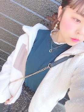 「ポニーテール」｜「アイテム（ブルゾン）」を使った、nnkさん（レディース・157cm）の冬コーディネート