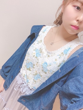 「w closet」｜「アイテム（デニムジャケット）」を使った、nnkさん（レディース・157cm）の夏コーディネート