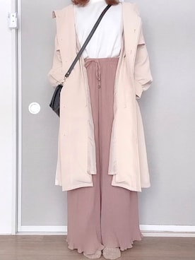 「プリーツ」｜「アイテム（その他アウター）」を使った、nnkさん（レディース・157cm）の冬コーディネート