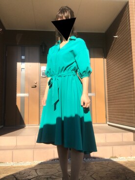 「lilou de chouchouのアイテム（One piece dress、グリーン系）」を使った、eee333iiiさん（レディース・159cm）の秋コーディネート