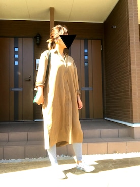 「しまむら（シマムラ）のアイテム（Shirt dress、ブラウン系）」を使った、eee333iiiさん（レディース・159cm）の秋コーディネート