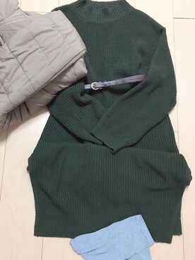 「しまむら（シマムラ）のアイテム（One piece dress、グリーン系）」を使った、eee333iiiさん（レディース・159cm）の冬コーディネート