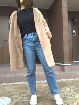 「one after another NICE CLAUP（ワンアフターアナザーナイスクラップ）のアイテム（ムートンコート）」を使った、eee333iiiさん（レディース・159cm）の冬コーディネート