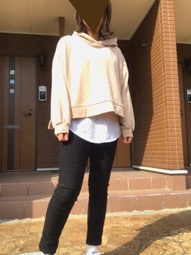 「OLD NAVY（オールドネイビー）のアイテム（T Shirts、ホワイト系）」を使った、eee333iiiさん（レディース・159cm）の冬コーディネート