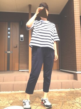「しまむら（シマムラ）のアイテム（Pants、ブルー系）」を使った、eee333iiiさん（レディース・159cm）の夏コーディネート
