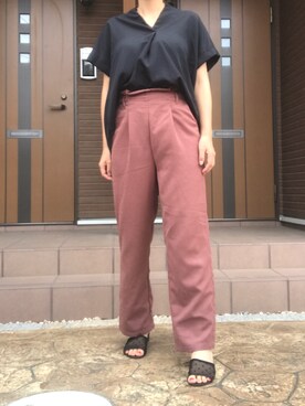 「しまむら（シマムラ）のアイテム（Pants、オレンジ系）」を使った、eee333iiiさん（レディース・159cm）の秋コーディネート