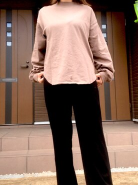 「しまむら（シマムラ）のアイテム（Pants、ブラック系）」を使った、eee333iiiさん（レディース・159cm）の秋コーディネート