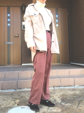 「しまむら（シマムラ）のアイテム（Pants、オレンジ系）」を使った、eee333iiiさん（レディース・159cm）の冬コーディネート