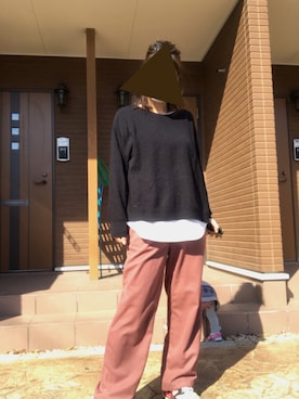 「しまむら（シマムラ）のアイテム（Knitwear、ブラック系）」を使った、eee333iiiさん（レディース・159cm）の冬コーディネート