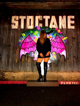 「FLAG-J（ﾌﾗｯｸﾞｼﾞｪｲ）のアイテム」を使った、Riho Kunimotoさん（レディース・168cm）の春コーディネート