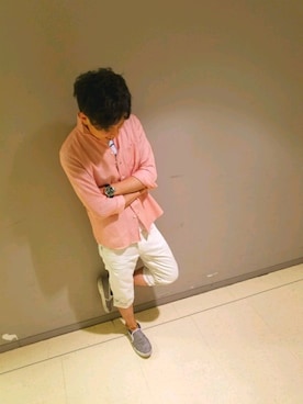 「アイテム（スリッポン、シルバー系）」を使った、こうじさん（メンズ・173cm）の春コーディネート