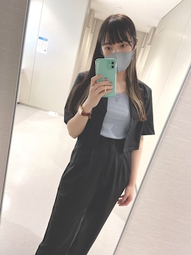 「LVEU.（ラブユ.）のアイテム（セットアップ）」を使った、sakさん（レディース・161cm）の夏コーディネート