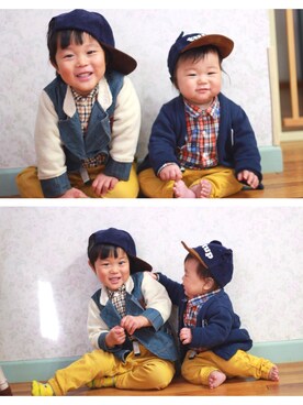 「babygap」｜「アイテム（キャップ）」を使った、charuさん（キッズ・90cm）の冬コーディネート