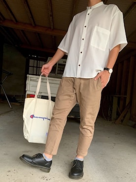 「Champion（チャンピオン）のアイテム（トートバッグ）」を使った、ゆうた    【YUTA】さん（メンズ・166cm）の夏コーディネート