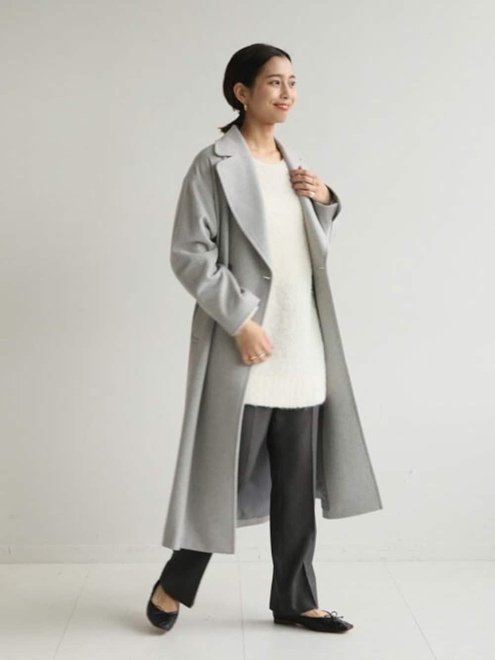 SUPER100メルトン ビックラペルコート◇を使った人気ファッション