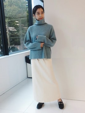 「SLOBE IENA（スローブイエナ）のアイテム（ローファー）」を使った、sakiさん（レディース・165cm）の冬コーディネート