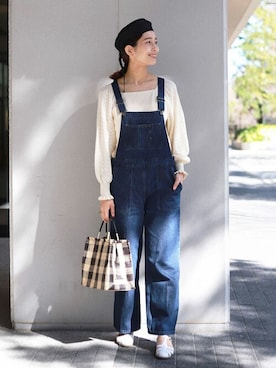 「スローブイエナ」｜「アイテム（オールインワン・サロペット）」を使った、sakiさん（レディース・165cm）の春コーディネート
