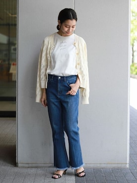 「透かし編みニット」｜sakiさん（レディース・165cm）の春コーディネート