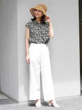 「スローブイエナ」｜「アイテム（帽子）」を使った、sakiさん（レディース・165cm）の夏コーディネート
