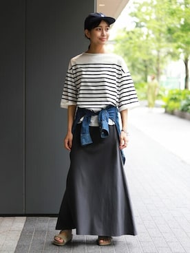 「アイテム（サンダル、グリーン系）」を使った、sakiさん（レディース・165cm）の夏コーディネート