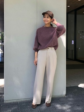 「SLOBE IENA（スローブイエナ）のアイテム（キャップ）」を使った、sakiさん（レディース・165cm）の秋コーディネート