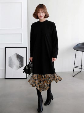 「 ロングワンピース」｜Miamasvinさん（レディース・161cm）の冬コーディネート