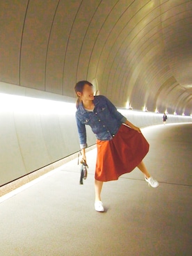 「BLISS POINT（ブリスポイント）のアイテム（クラッチバッグ）」を使った、さやすさん（レディース・161cm）の秋コーディネート