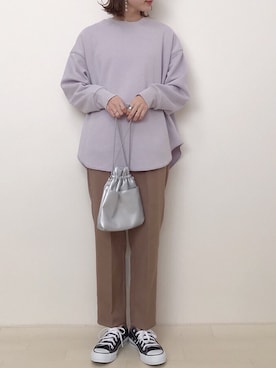 「モーメントプラス」｜「アイテム（スラックス）」を使った、rumiさん（レディース・162cm）の冬コーディネート