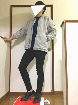 「レディース」｜「アイテム（MA-1）」を使った、だいさん（メンズ・175cm）の冬コーディネート