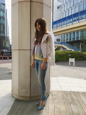 「blue」｜「アイテム（パンプス）」を使った、mariさん（レディース・162cm）の春コーディネート