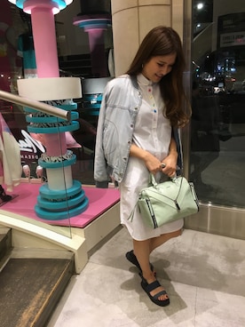 「blue」｜「アイテム（シャツワンピース）」を使った、mariさん（レディース・162cm）の春コーディネート