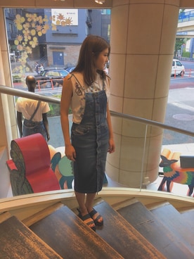 「DIESEL（ディーゼル）のアイテム（つなぎ/オールインワン）」を使った、mariさん（レディース・162cm）の夏コーディネート