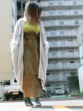 「EMODA」｜「アイテム（ブーティ）」を使った、茶みこさん（レディース・165cm）の春コーディネート