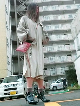 「OSMOSIS（オズモーシス）のアイテム（MA-1）」を使った、茶みこさん（レディース・165cm）の春コーディネート