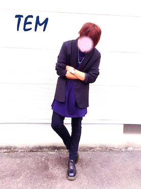 「GU（ジーユー）の（GU）スキニーフィットジーンズ（MEN ⁄ ジーンズ）」を使った、てむまろ.さん（メンズ・174cm）の春コーディネート