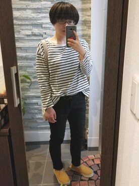 「Honeys（ハニーズ）のアイテム（スリッポン）」を使った、うみさん（レディース・155cm）の秋コーディネート