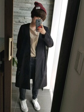 「ZOZO（ゾゾ）のスリムテーパードデニムパンツ［WOMEN］（デニムパンツ）」を使った、うみさん（レディース・155cm）の秋コーディネート