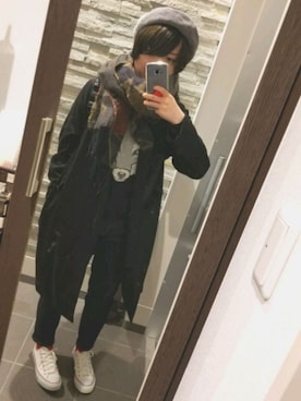 「韓国」｜「アイテム（ノーカラージャケット）」を使った、うみさん（レディース・155cm）の秋コーディネート