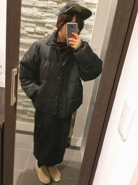 「正月」｜「アイテム（ダウンジャケット/コート）」を使った、うみさん（レディース・155cm）の冬コーディネート