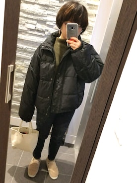 「ZOZO（ゾゾ）のスリムテーパードデニムパンツ［WOMEN］（デニムパンツ）」を使った、うみさん（レディース・155cm）の冬コーディネート