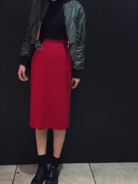 「mode」｜「アイテム（MA-1）」を使った、alisaさん（レディース・170cm）の冬コーディネート