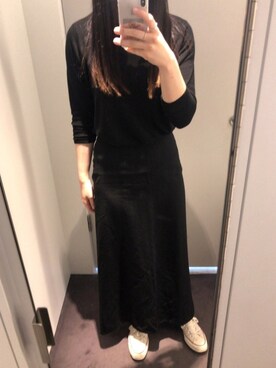 「Yohji Yamamoto（ヨウジヤマモト）のアイテム（スカート）」を使った、alisaさん（レディース・172cm）の冬コーディネート