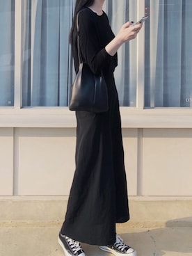 「Yohji Yamamoto（ヨウジヤマモト）のアイテム（スカート）」を使った、alisaさん（レディース・172cm）の春コーディネート