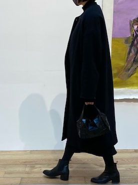 「COS（コス）のアイテム（ノーカラーコート）」を使った、alisaさん（レディース・172cm）の冬コーディネート