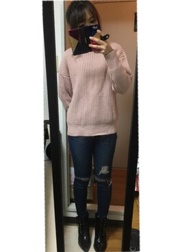 「EVRIS（エヴリス）のアイテム（ブーティ）」を使った、まおまおさん（レディース・162cm）の冬コーディネート